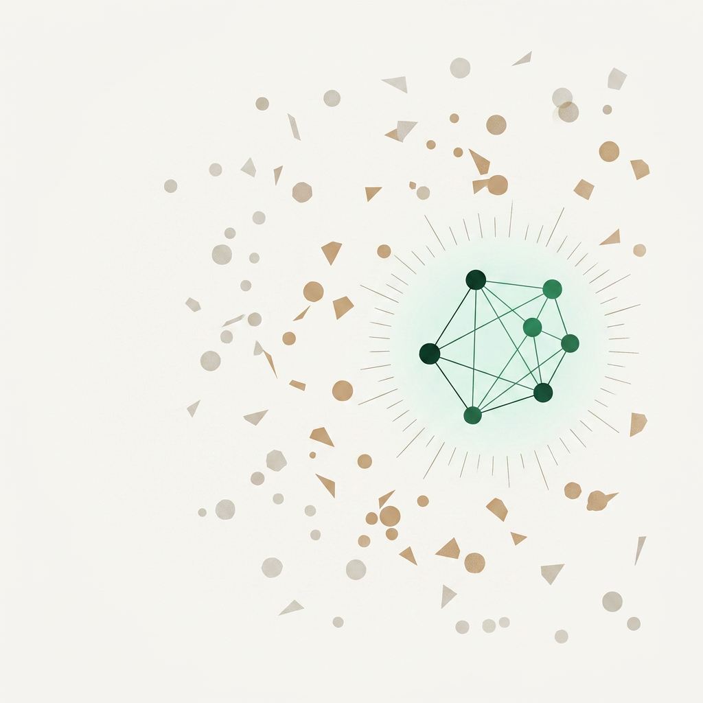 Abstract signal map showing one clear path through many nodes